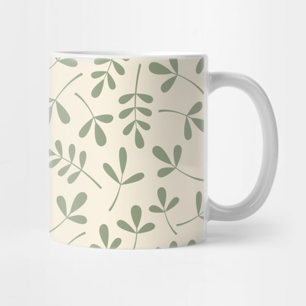 Assorted Leaf Silhouettes Green on Cream by NataliePaskell